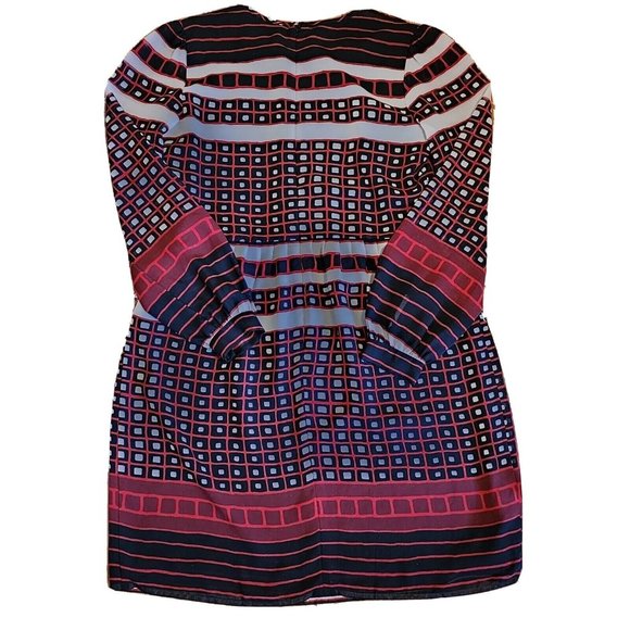 Ann Taylor Loft Outlet Dress Womens Size XXS Petite Red Black Geometric Zip Up - Picture 5 of 5